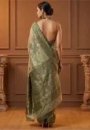 Banarasi Saree in Dusty Green 1