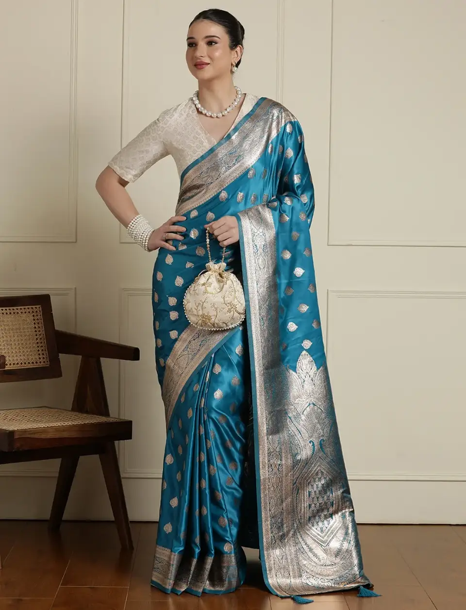 Banarasi Saree in Teal Blue