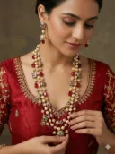 Kundan Pearl Necklace Set | Multi Gemstone Indian Bridal Jewelry 1