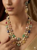 Kundan Pearl Necklace Set | Multi Gemstone Indian Bridal Jewelry 2