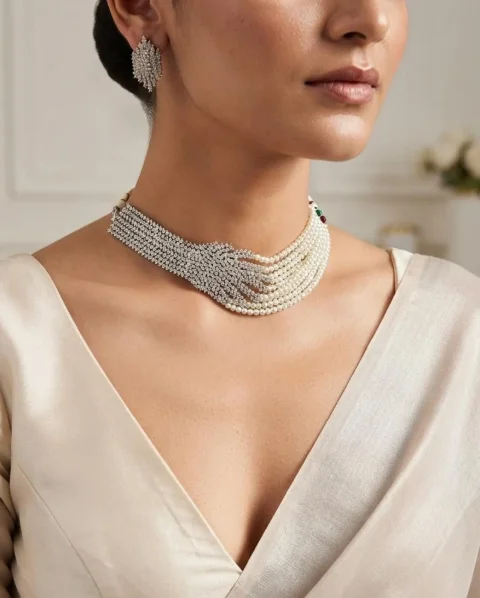 Multi Strand Pearl Choker