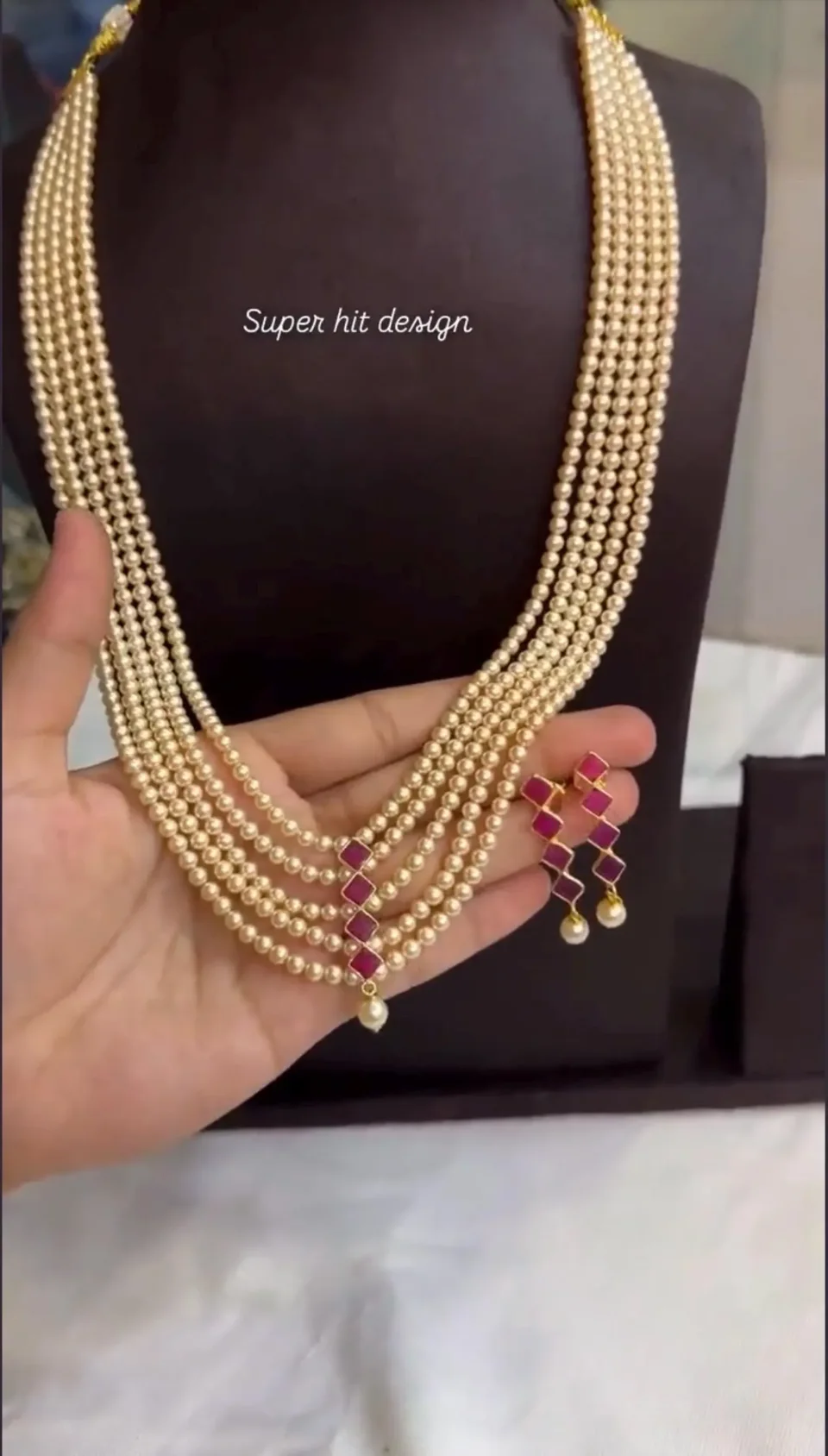 Kundan CZ Pearl Necklace Set