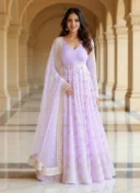 Lavender Georgette Zari Embroidered Sequins 1